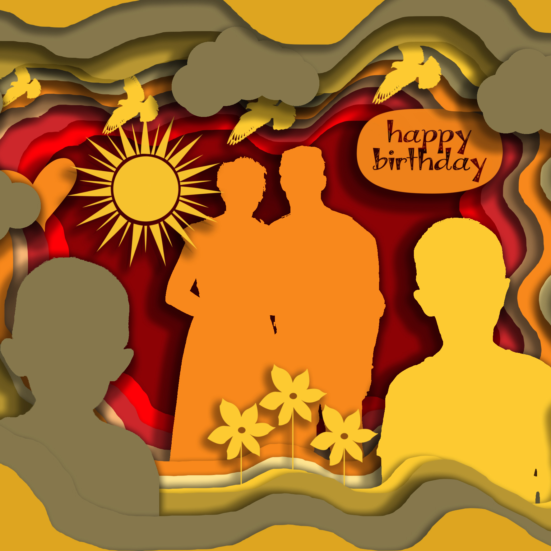 Carte d'anniversaire en papercut